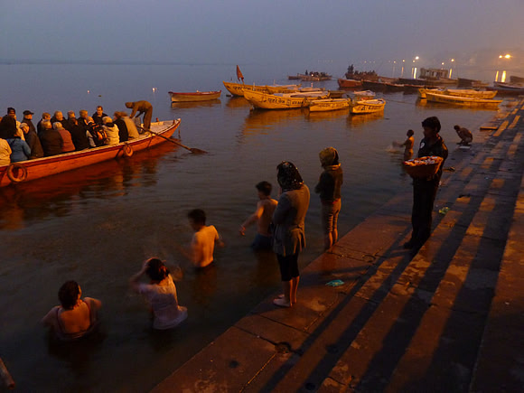 India 2013, my friends take a dip in the Ganga